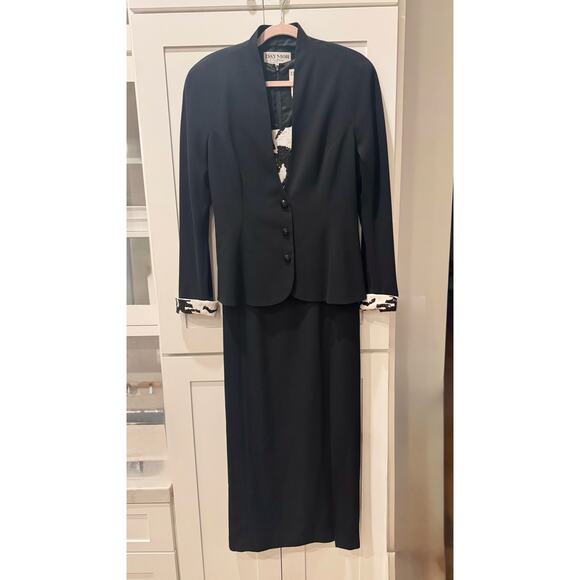 Daymore Couture Gown Sz 14 2-pc Blazer Sheath Black & White Sequins MOB Formal - Picture 1 of 16